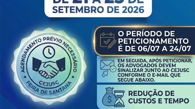 II Semana Estadual de Conciliação do TJ-BA acontecerá em setembro; peticionamento é até esta sexta (24).